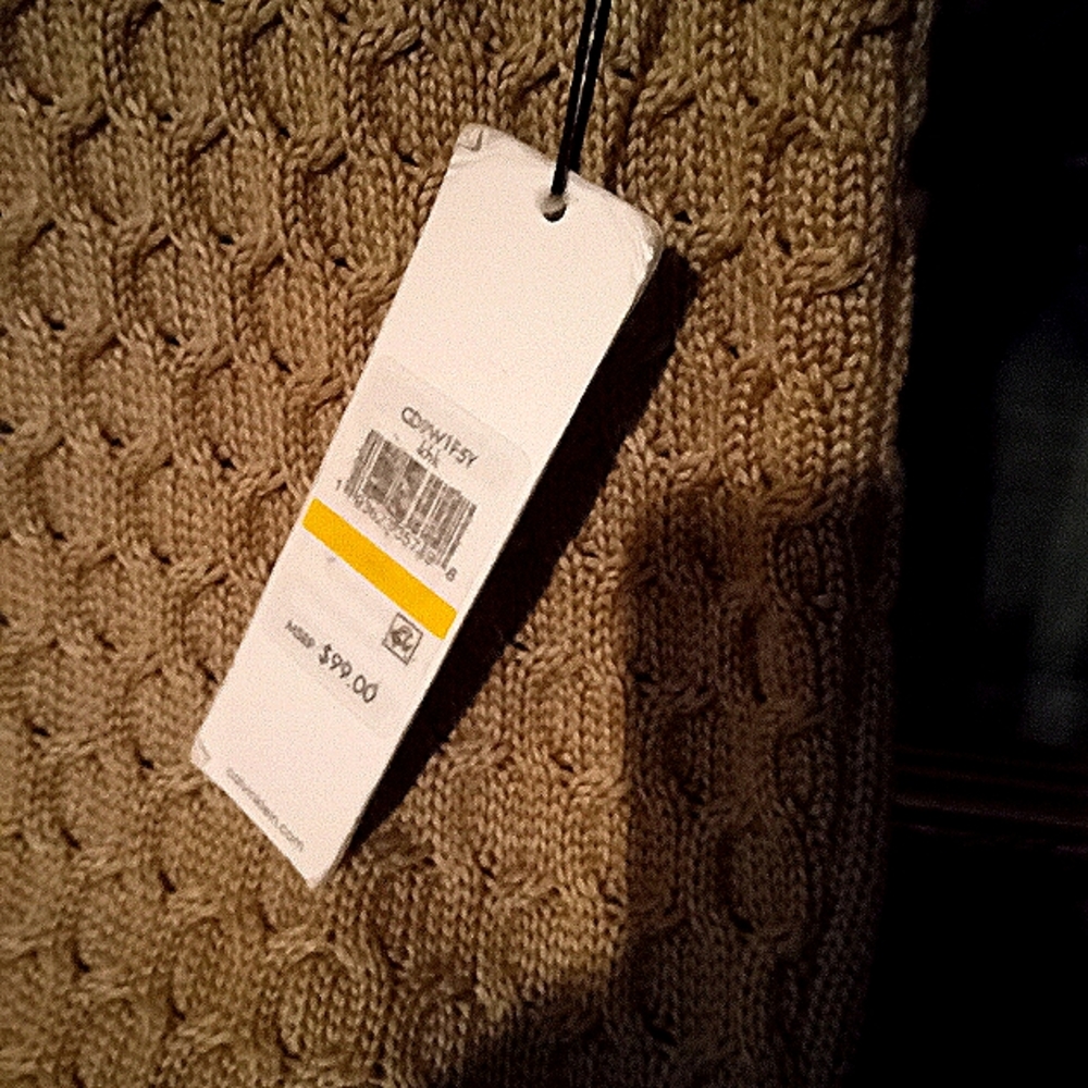 Calvin Klein woven cable knit cowl neck sweater dress
